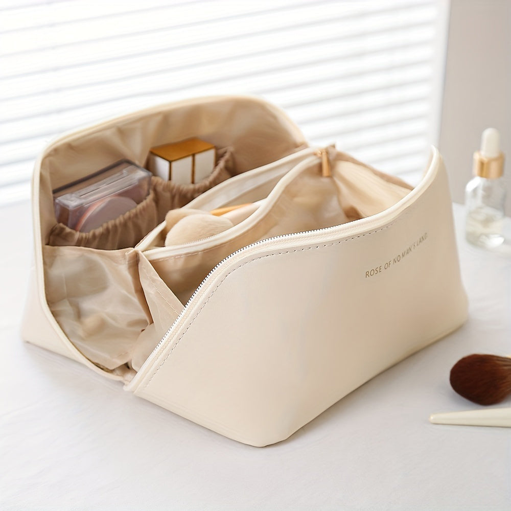 Geantă de cosmetice spațioasă și organizată White